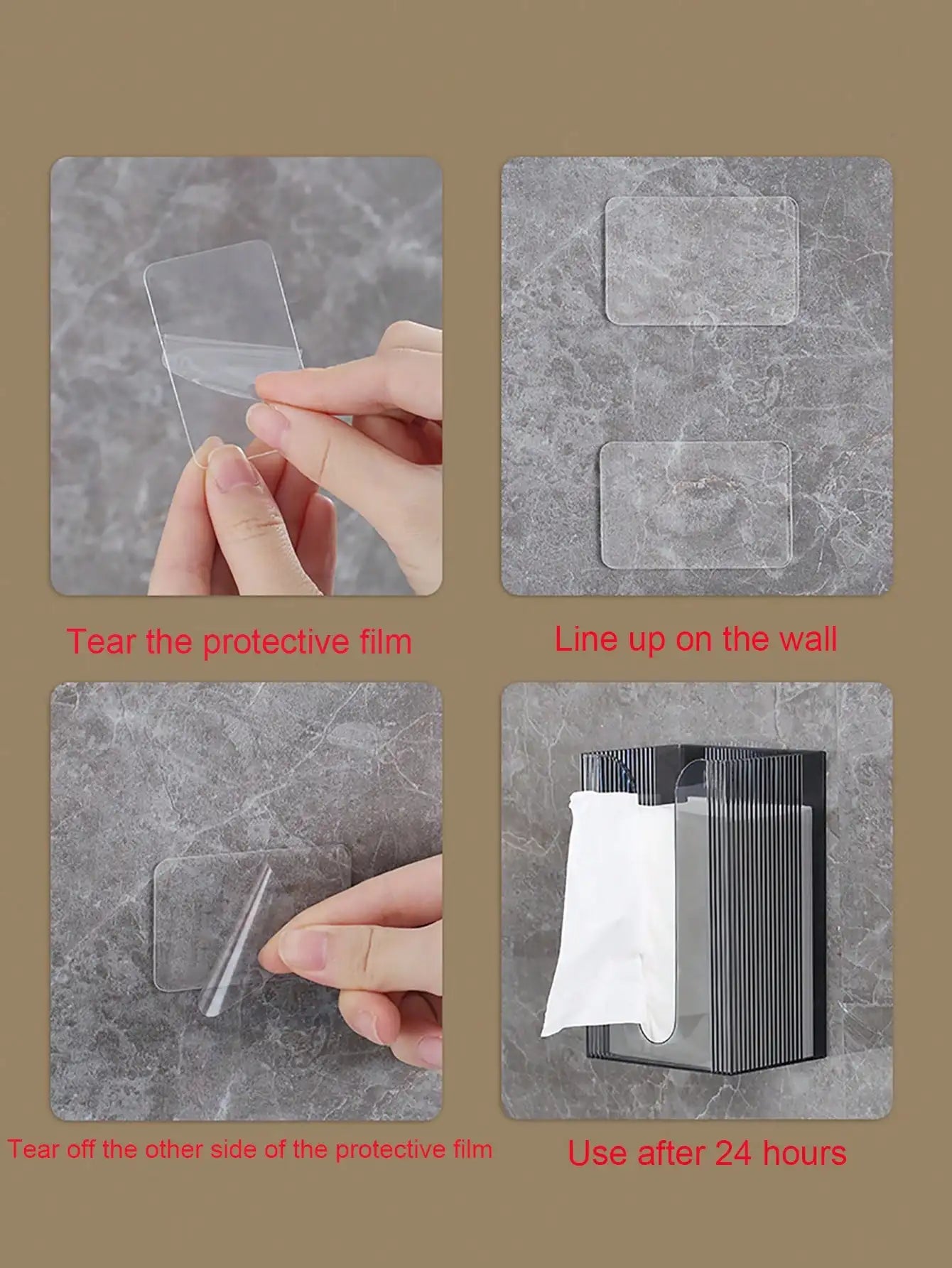 Bathroom Wall-Mounted Self-Adhesive Tissue Box Multi-Function Paper Towels Storage Box Portable Draw Cartons Commodity
