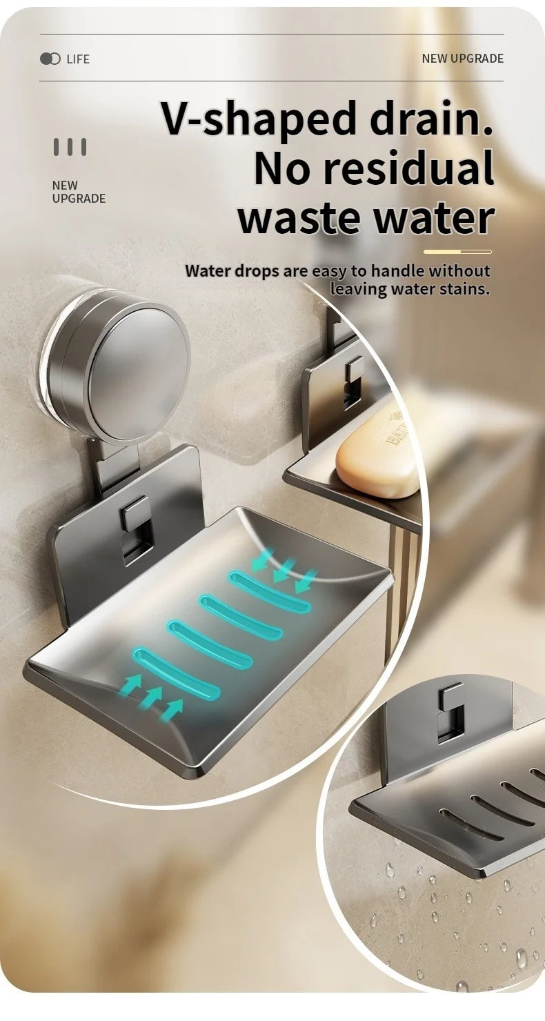 No Need To Drill Suction Cup Bathroom Drain Soap Storage Holder Soap Dish Storage Rack Bathroom Accessories
