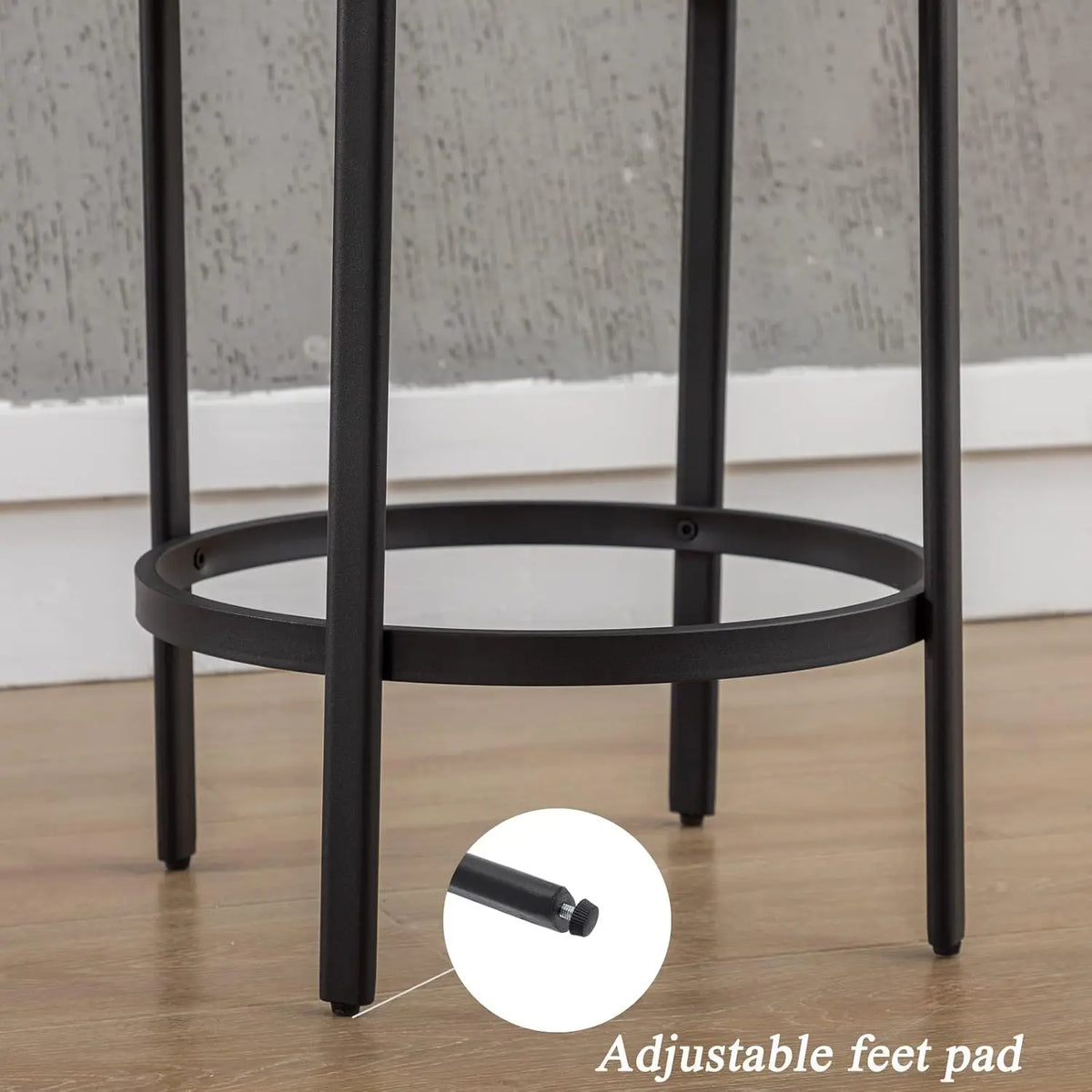 Counter Height Bar Stools 26" Round Barstools Set of 2, Modern Faux Leather Counter Stools with Black Metal Legs, Customized