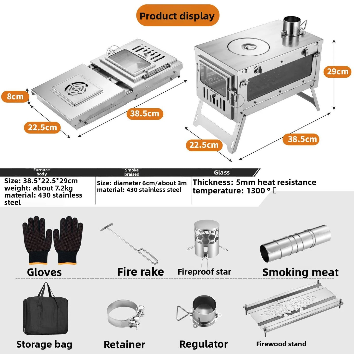 Hot Tent Stove Ultralight Wood Burning Stove For Tent Outdoor Camping Firewood Oven For Winter Backpacking