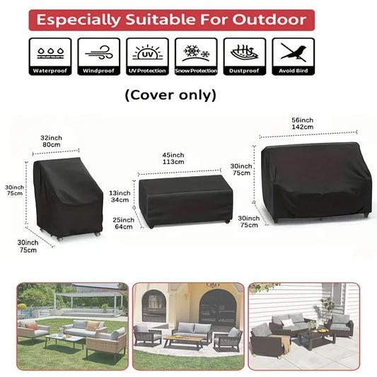 4 Piece/set of Terrace Furniture Cover - Durable Oxford Fabric Material for Living Room, Patio, Balcony and Terrace Furniture