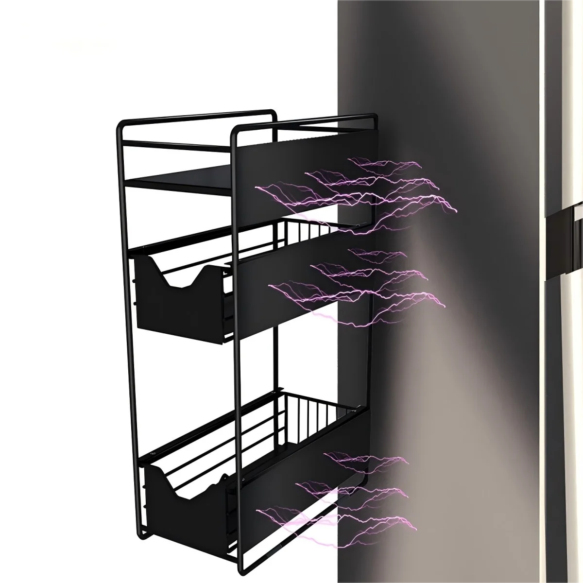 Metal magnetic refrigerator storage rack multi-layer freezer slot Storage Holders kitchen pull-out drawer Basket Organization