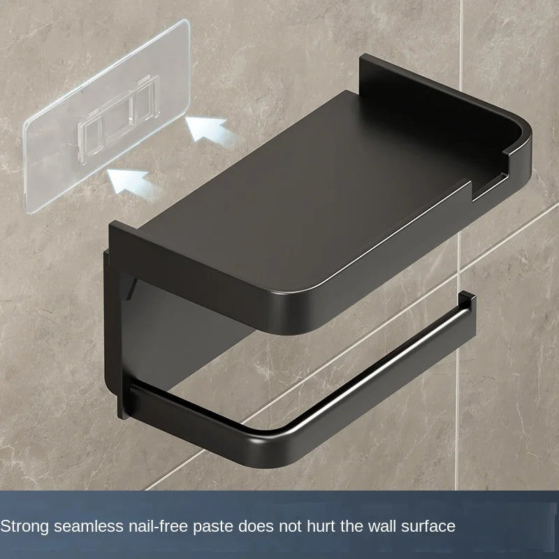 Bathroom Tissue Holder, No Drilling, Wall-Mounted Tissue Dispenser, Facial Tissue Storage Shelf, Toilet Paper Holder