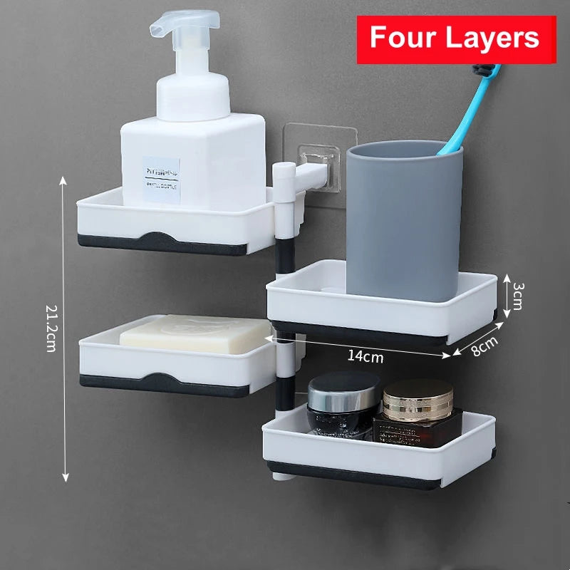 2/3/4 Rotating Drain Soap Box, Non Drilling Soap, Hanging Bathroom Soap Box Holder, For Bathroom