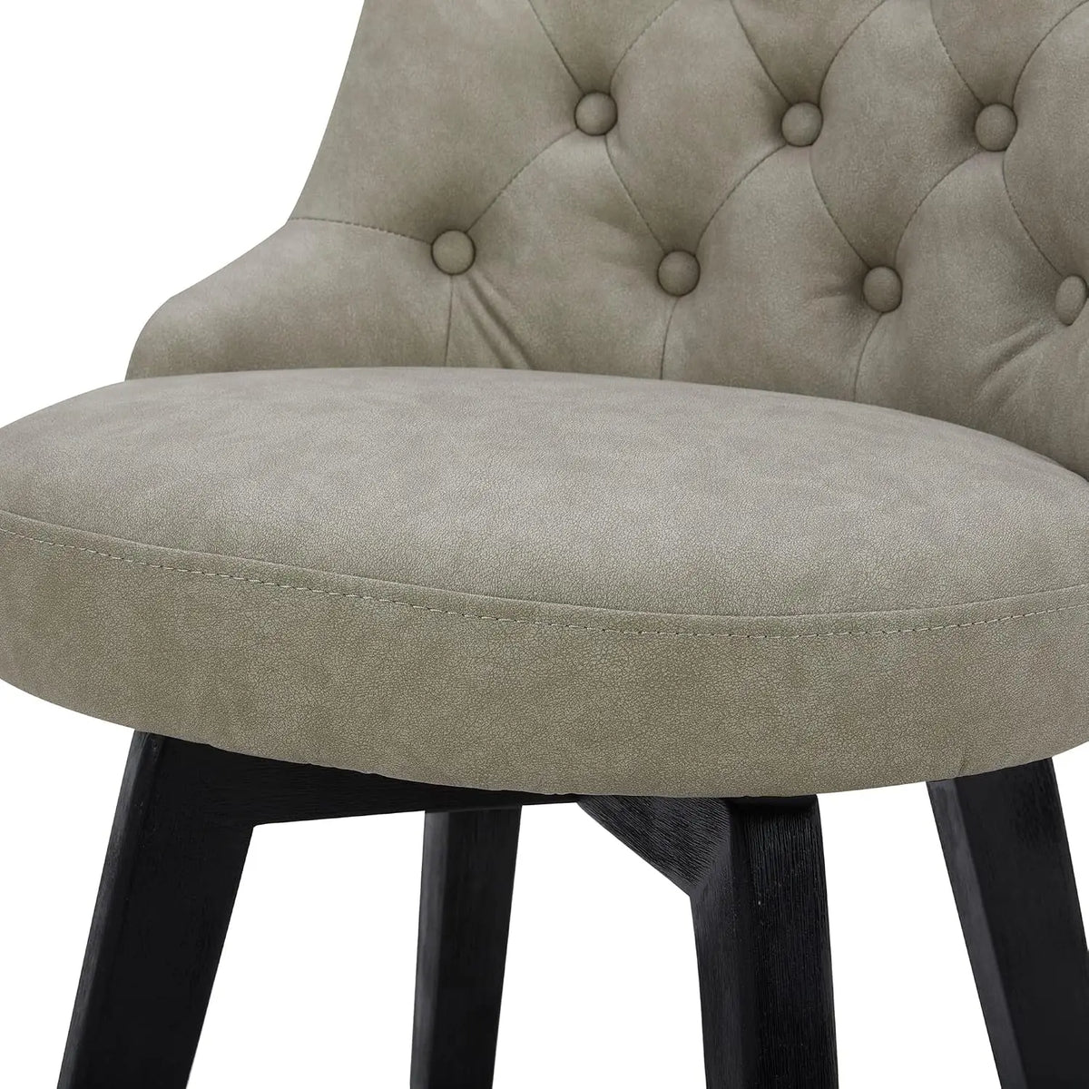 Swivel Counter Height Bar Stools Set of 2, Faux Leather Upholstered Backrest, Solid Wood Legs 26" Seat, Grey, Customized