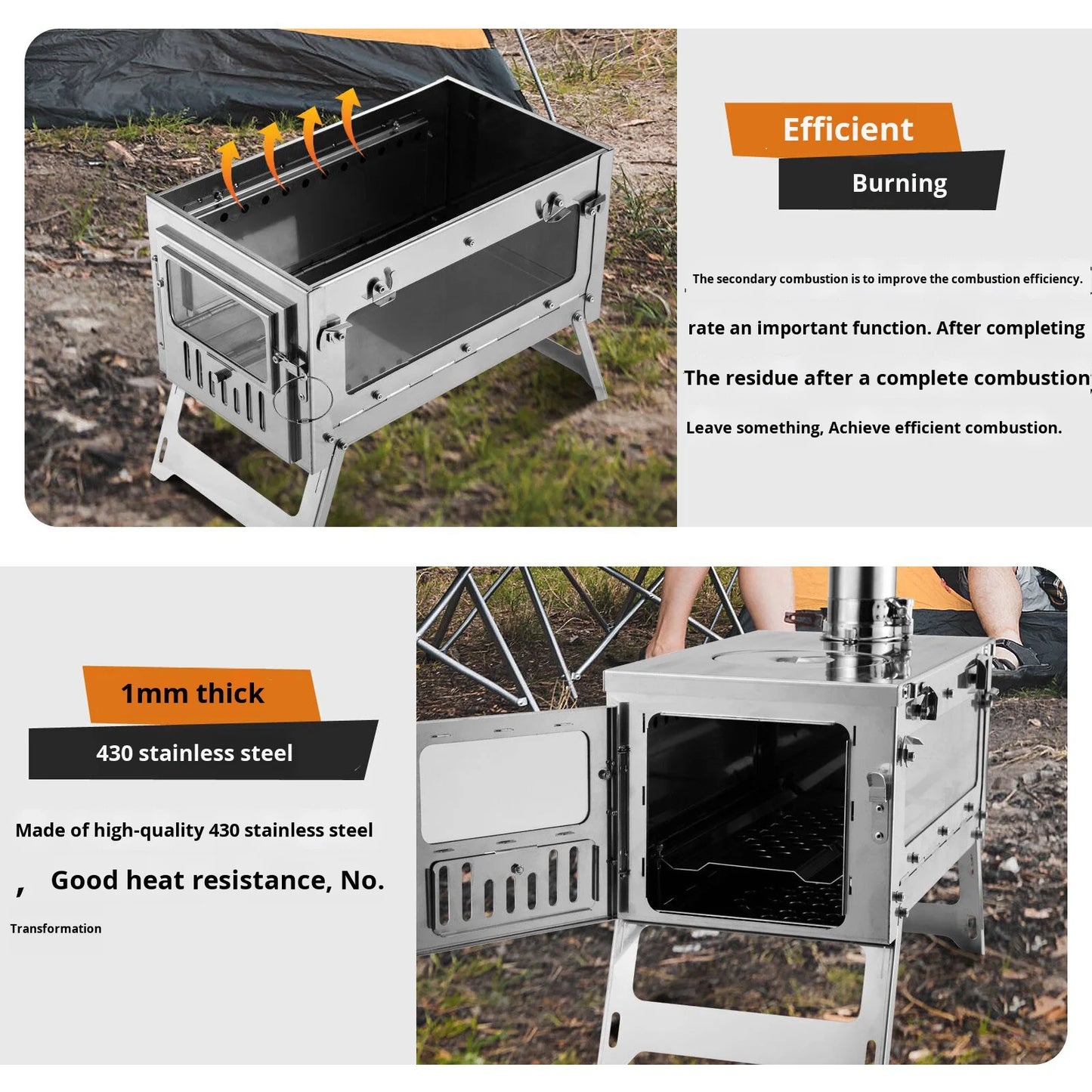 Hot Tent Stove Ultralight Wood Burning Stove For Tent Outdoor Camping Firewood Oven For Winter Backpacking