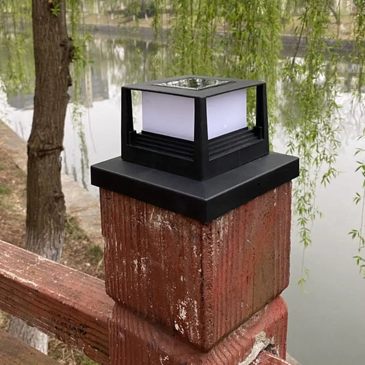 Square Fence Gate Pillar Lamp Waterproof Solar Powered Solar Column Light Lighting LED Fence Post Light Garden Decoration