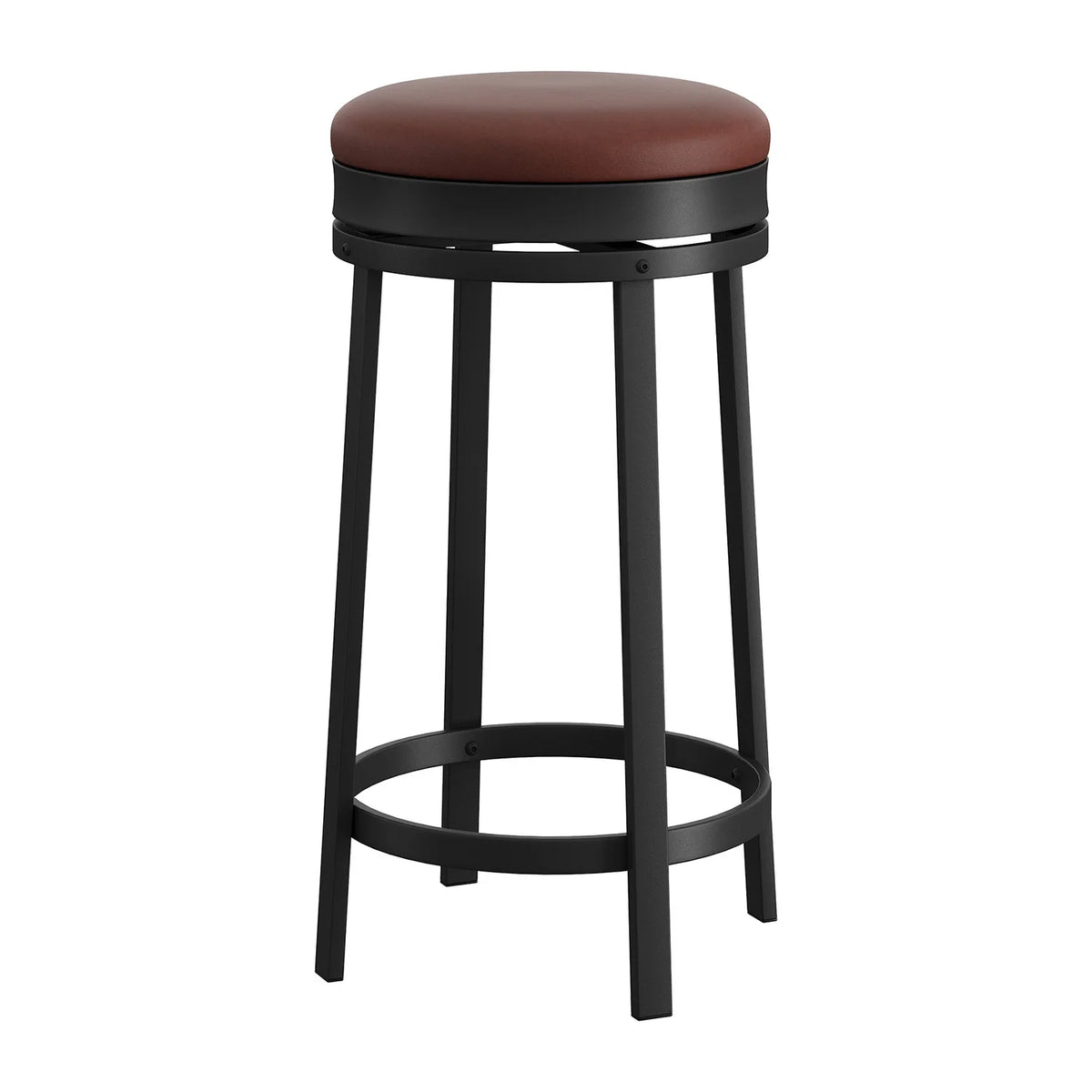 24'' Swivel Bar Stools Backless Modern Counter Height Barstools with PU Leather Upholstered and Metal Frame for Kitchen Island