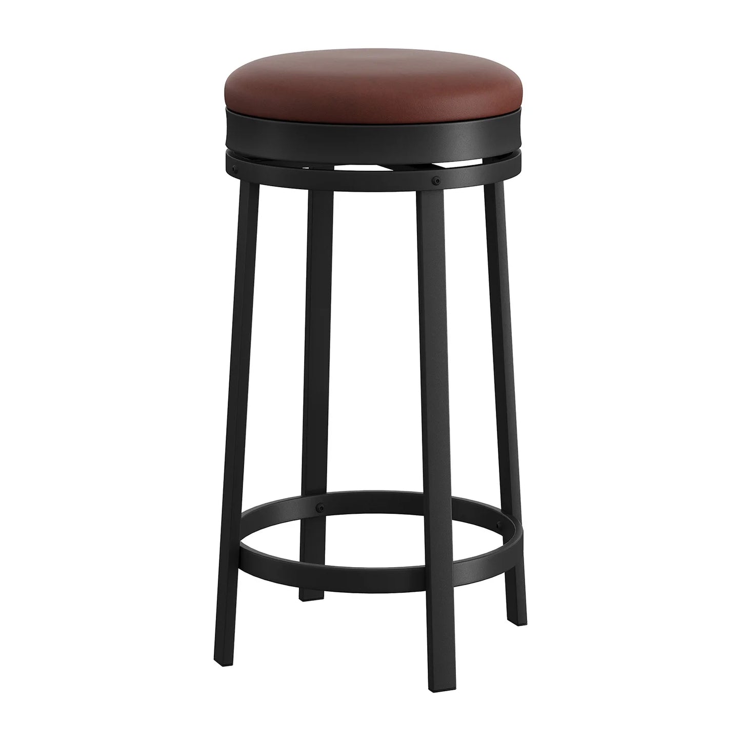 24'' Swivel Bar Stools Backless Modern Counter Height Barstools with PU Leather Upholstered and Metal Frame for Kitchen Island