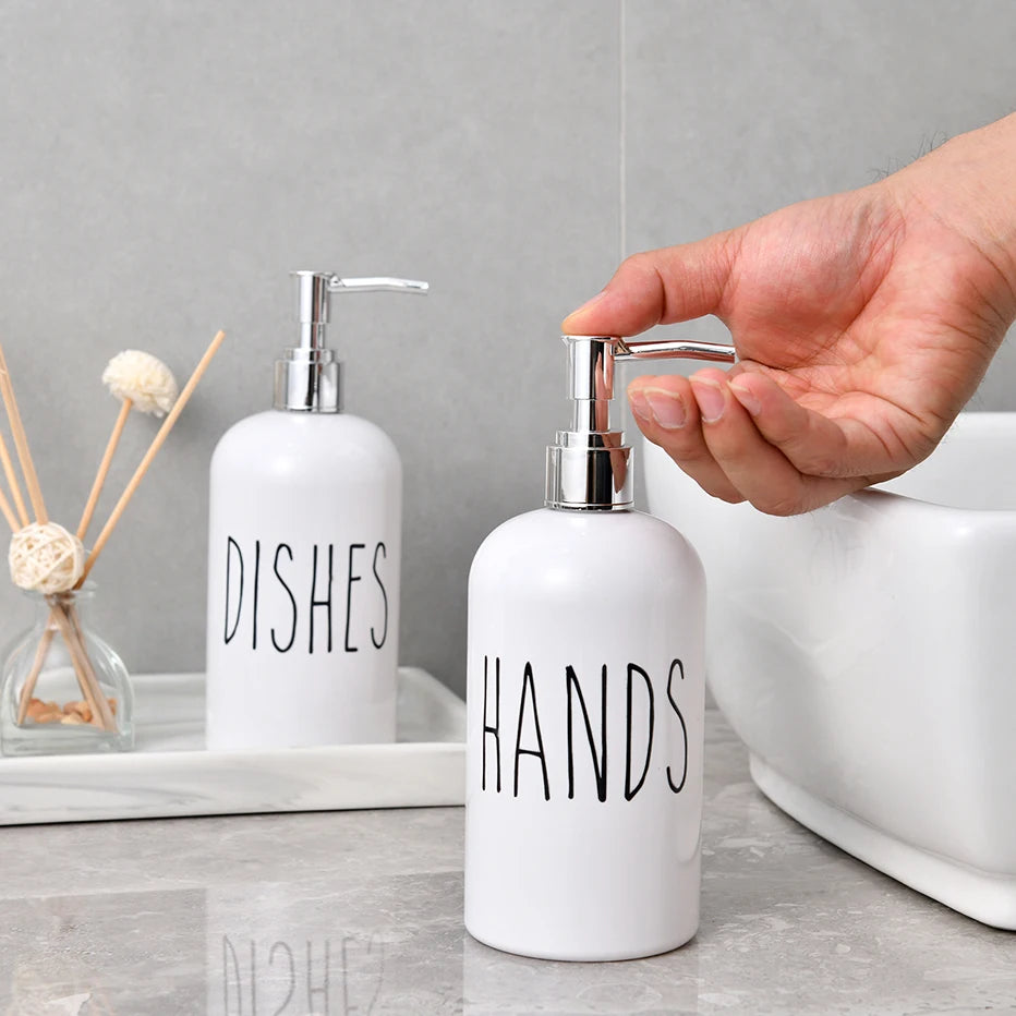 Kitchen Soap Dispenser White Dish Soap Dispenser and Hand Soap Bathroom Refillable Shampoo Shower Gel Bottle Mesa Adornment Bott