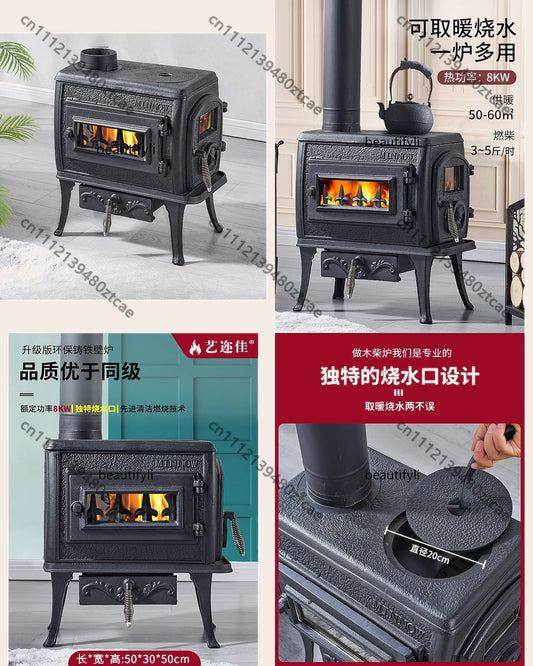 Cast Iron Wood Burning Stove 8kW Fireplace Heater for Home Heating