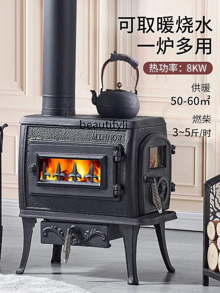 Cast Iron Wood Burning Stove 8kW Fireplace Heater for Home Heating