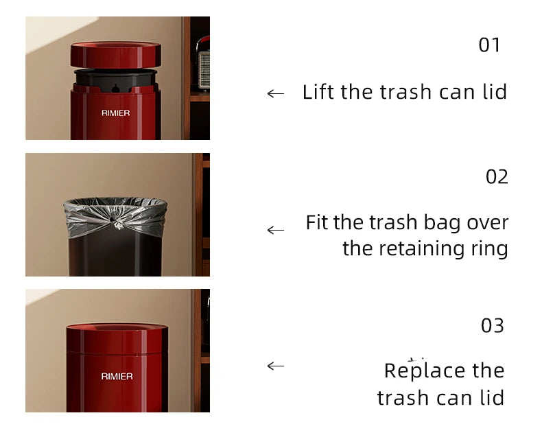 Living room trash can, high appearance, uncovered retro trash can, antique style paper basket，Bedroom trash can