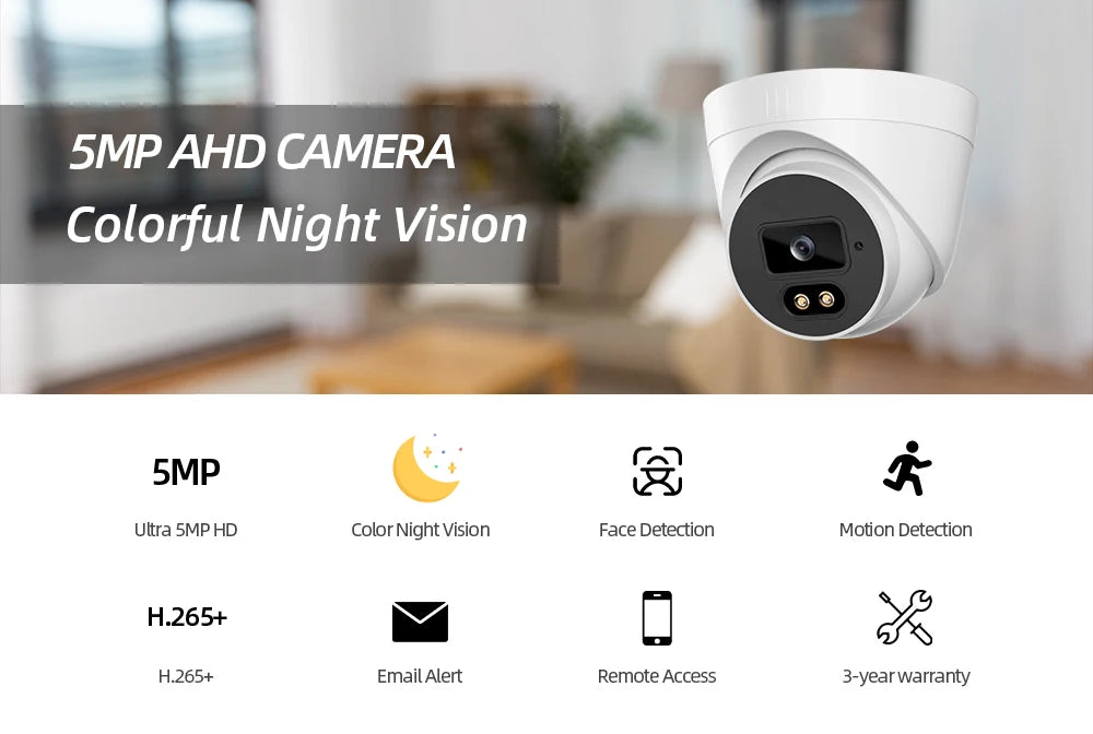 5MP Wired CCTV Analog Security Camera Color Night Face Detection Waterproof AHD Dome Video Surveillance Camera BNC For Ahd DVR