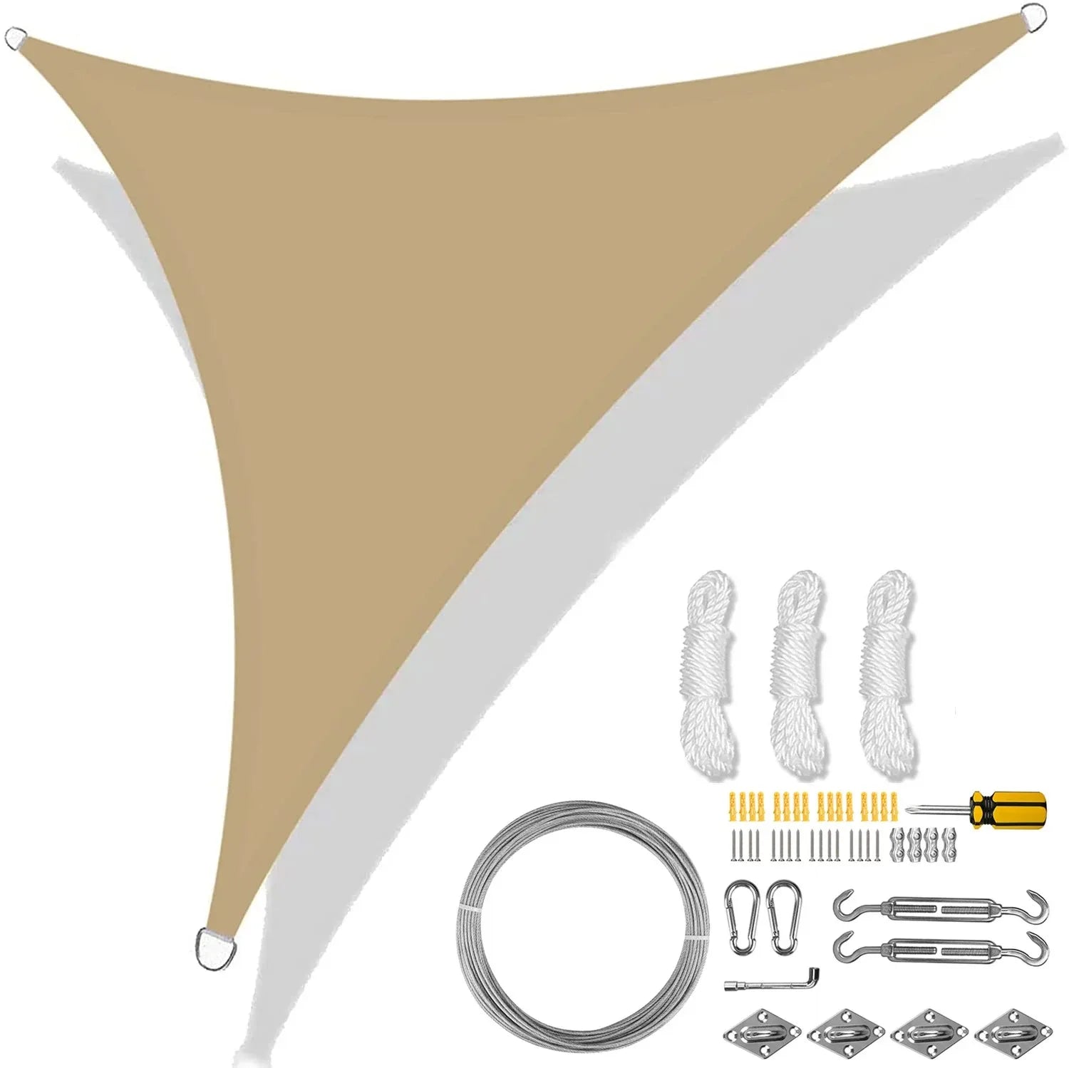 5/3.6/3/2M Triangle Shade Sail Waterproof Sunshade Sail Canopy 98%UV Block Awning with Free Rope for Garden Patio Pergola Gazebo WardBoyzPROShop