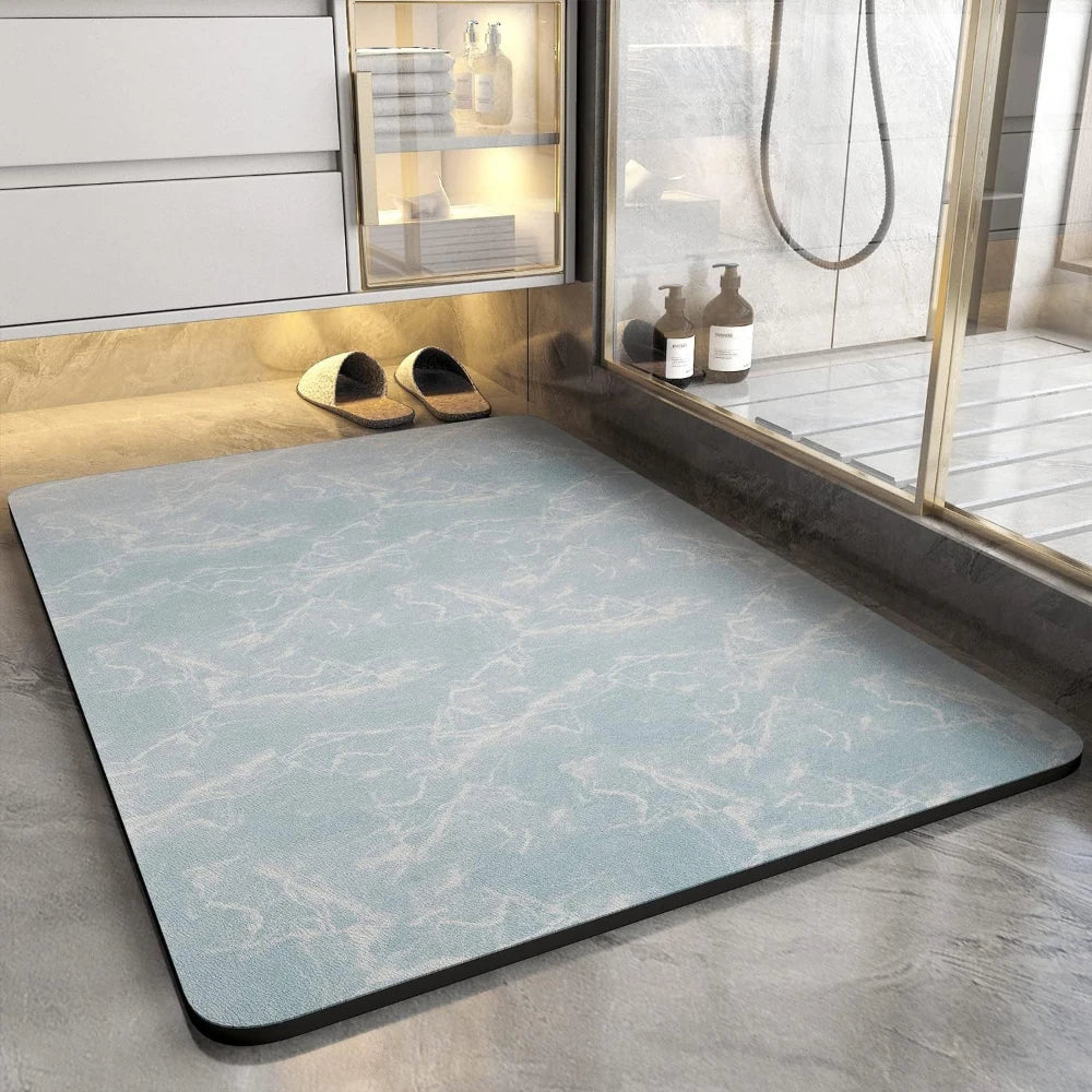 Bathroom Absorbent Diatomaceous Earth Mat with Stone Print Non Slip Quick Dry Shower Rug for Bathroom Door Entry Home Decor