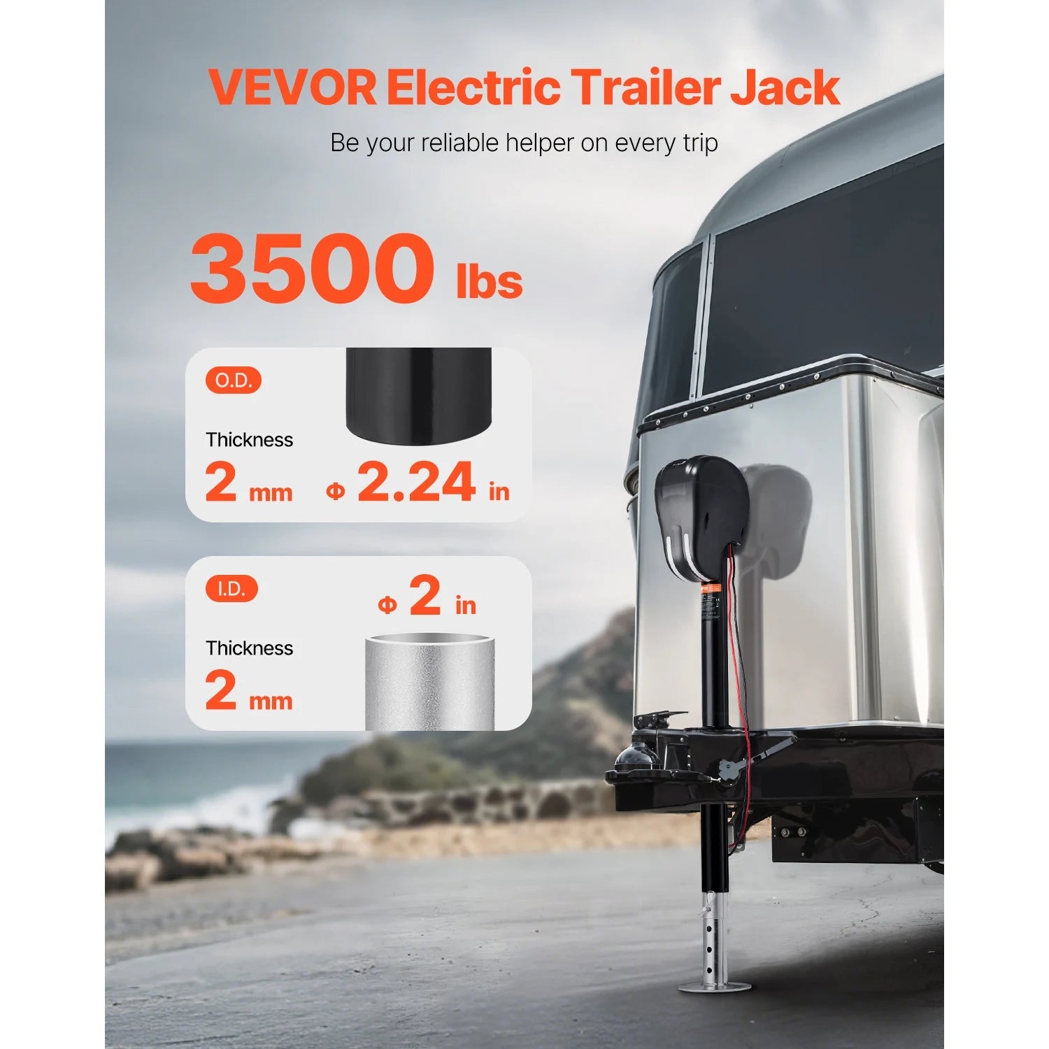 VEVOR 3500 lbs Electric Trailer Jack 9.5"-26.3" Lift with 2 Way Connector & Memory Function RV Power Tongue Jack for Campers WardBoyzPROShop