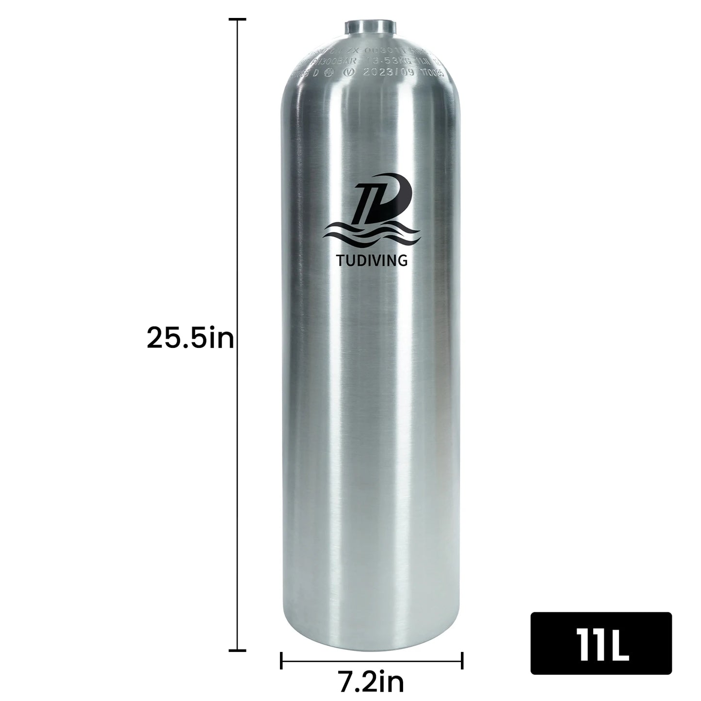 TUDIVING-11L Scuba Diving Aluminium Cylinder,Scuba Diving Tank with DIN+YOKE Interface Valve,Deep Diving High-Pressure Bottle