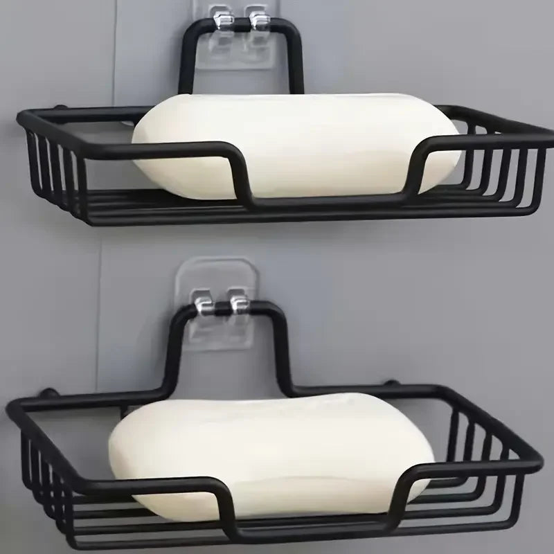 Stainless Steel Soap Dish – Wall-Mounted, No Drill, Holds 2 Soap Bars, Drain Holes, Bathroom Decor for Halloween & Christmas