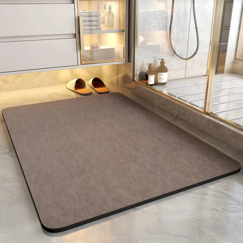 Bathroom Absorbent Diatomaceous Earth Mat with Stone Print Non Slip Quick Dry Shower Rug for Bathroom Door Entry Home Decor