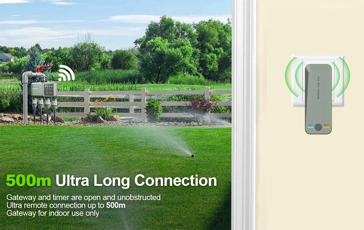 4 Outlet Programmable Water Timer for Garden Hose, with Rain Delay/Automatic Watering System, Digital Irrigation for Yard, Lawn