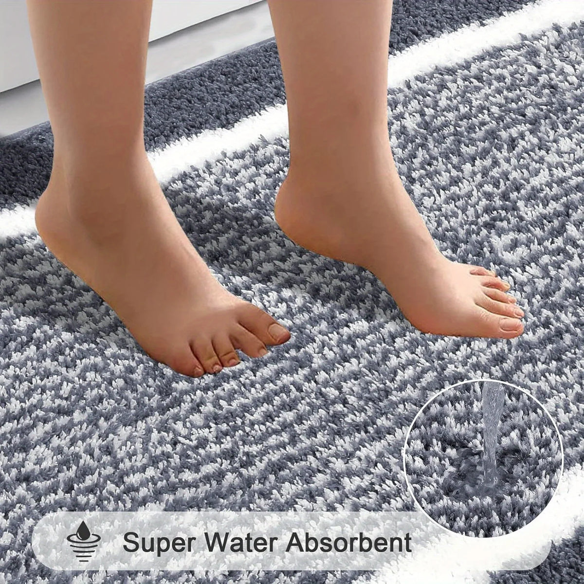 Washable Microfiber Bathroom Rugs Set 3pcs/set  Non Slip Absorbent Bath Mats for Bathroom Floor / Shower Mat/ Bathroom Rug/욕실 카펫