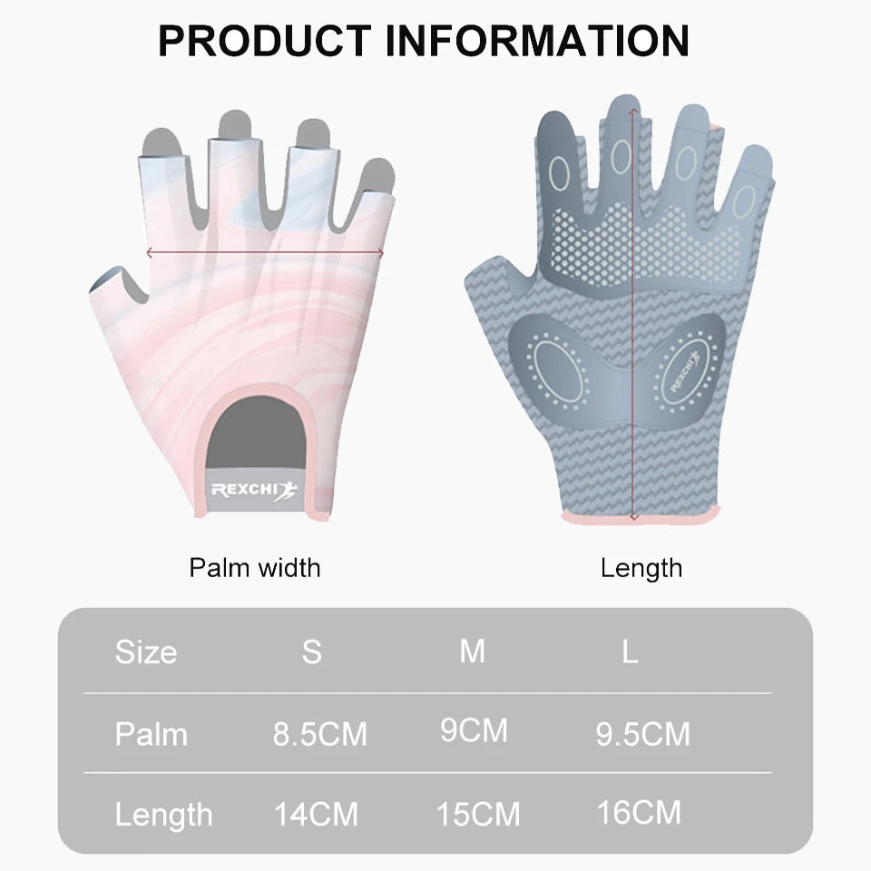 NOFOXO 1Pair Half-Finger Cycling Sports Gloves Women Breathable Anti-Slip Shock Absorbent Yoga Fitness Exercise Wear Resistant