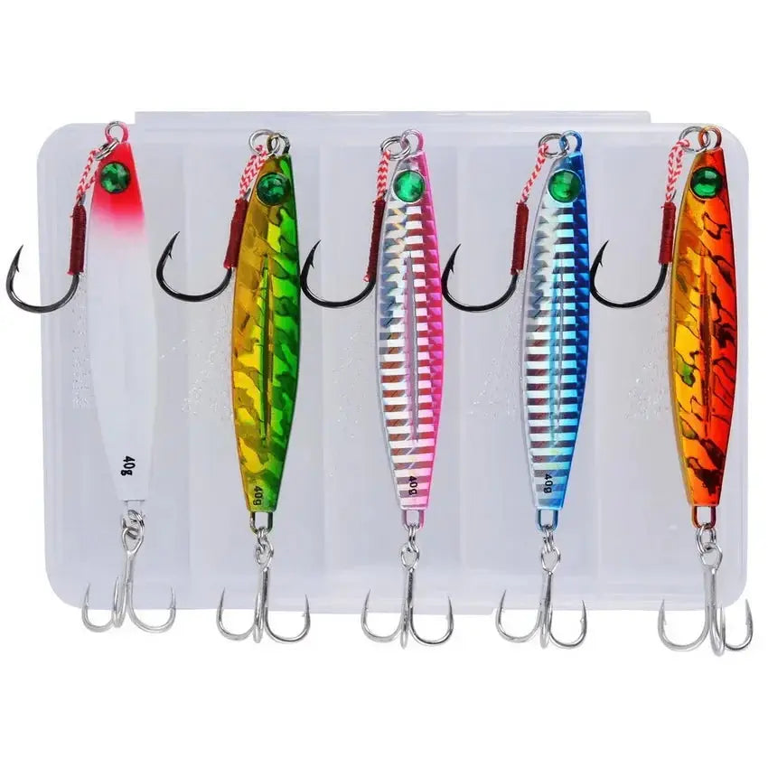 5pcs Metal Jig Fishing Lure Weights 10g-40g Trolling Hard Bait Bass Fishing Bait Tackle Trout Jigging Lure Jigs Saltwater Lures WardBoyzPROShop