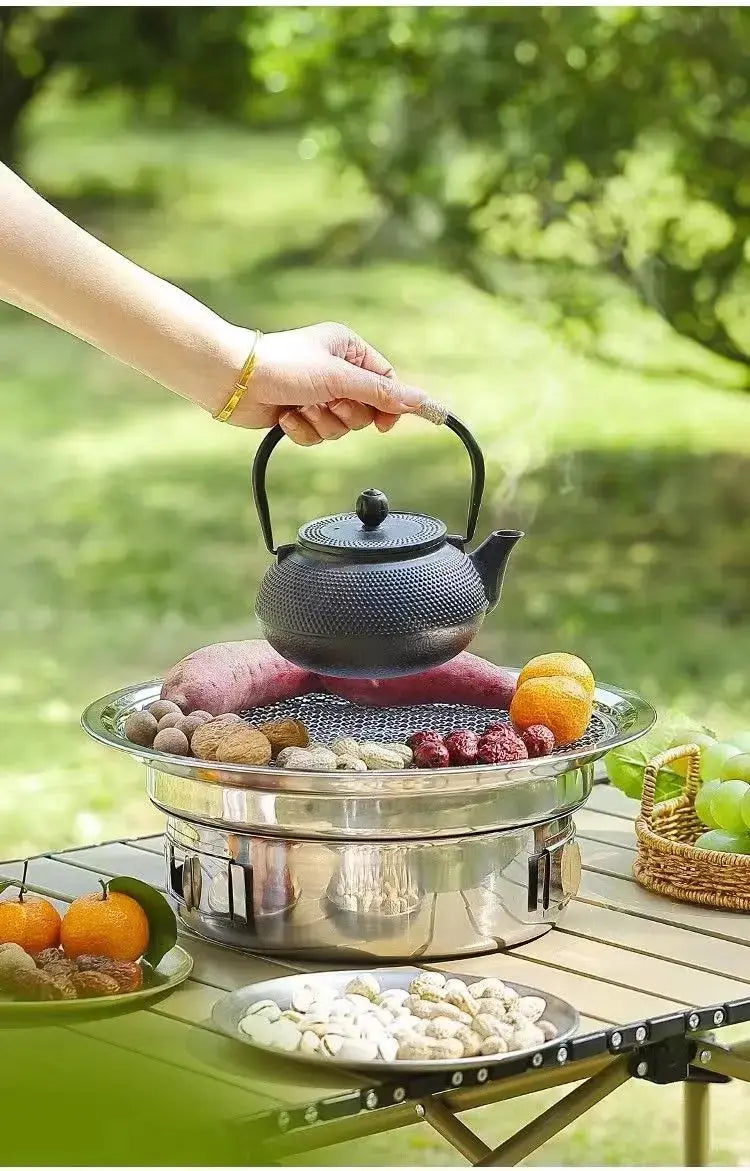 Barbecue Stove Stainless Steel Multi-purpose Barbecue Grill Round Portable Stove for Home Outdoor Camping Family Gathering WardBoyzPROShop