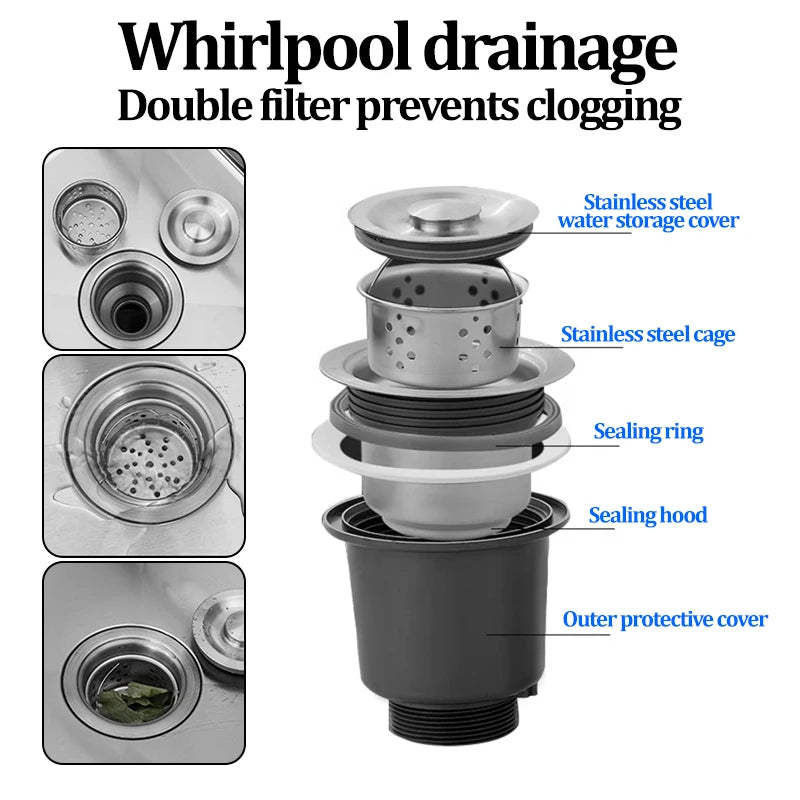 Thickened Stainless Steel Washbasin Household Sink Double Sink Kitchen Washing Basin Countertop Integrated with Bracket Sink