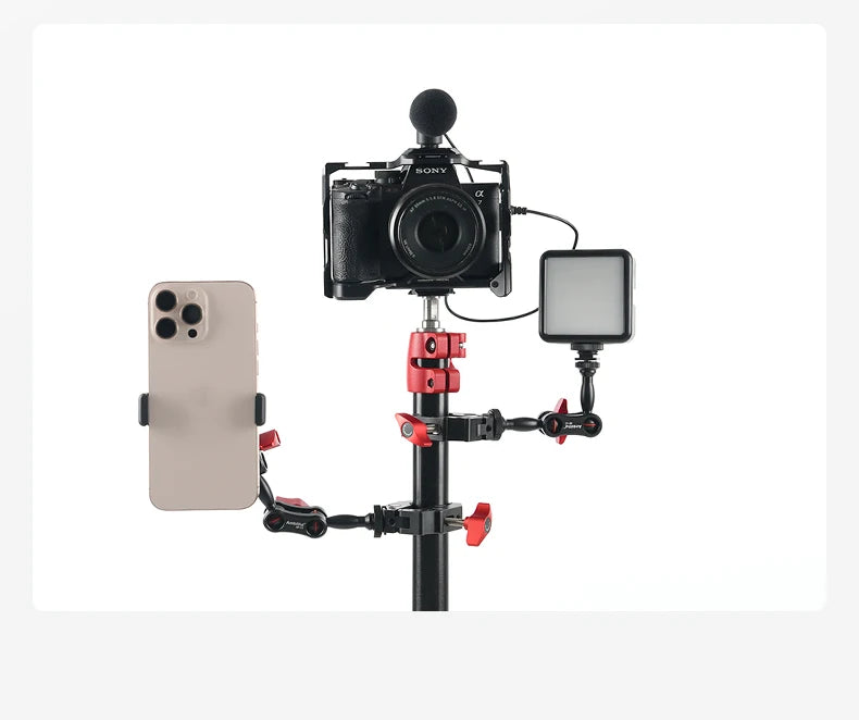 AMBITFUL 360° Double Ballhead Magic Arm With Super Clamp Kit 1/4" Screw Ball Head Adapter For Monitor LED Light Camera