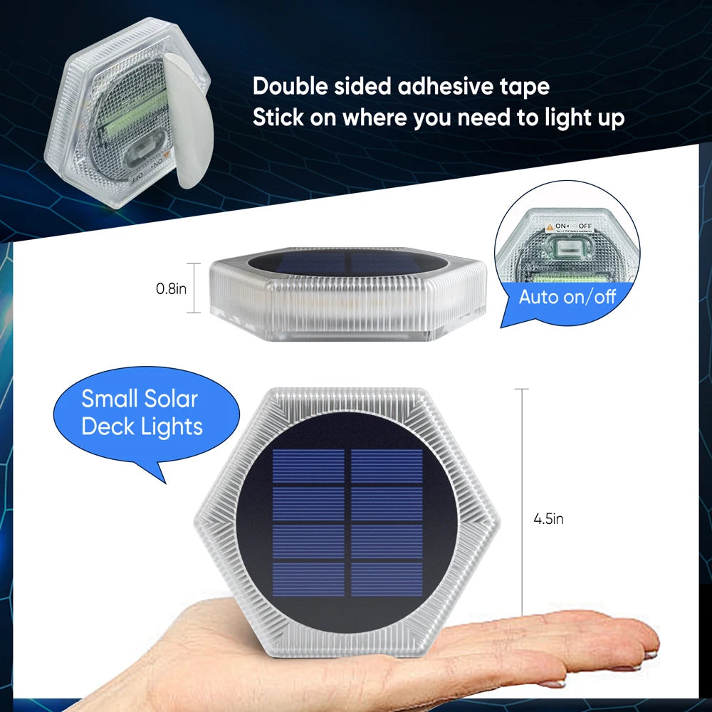 6Pcs Solar Deck Lights Fence Post Solar Lights for Patio Pool Stairs Step and Pathway Deck Lights Solar Powered Outdoor Lights