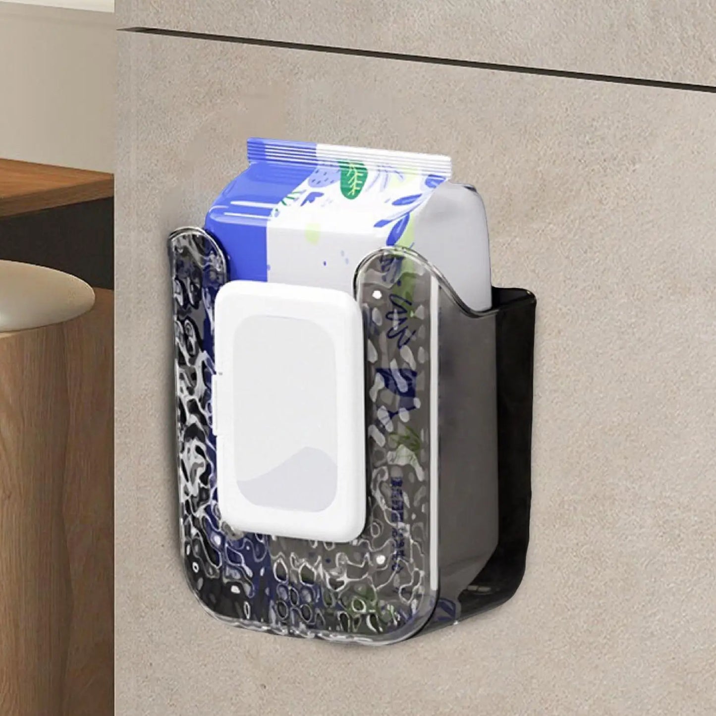 A Wipe Holder for Bathroom Wipes Holder Storage Box Container Organizer Adhesive Dispenser for Kitchen Family Bathroom Toilet