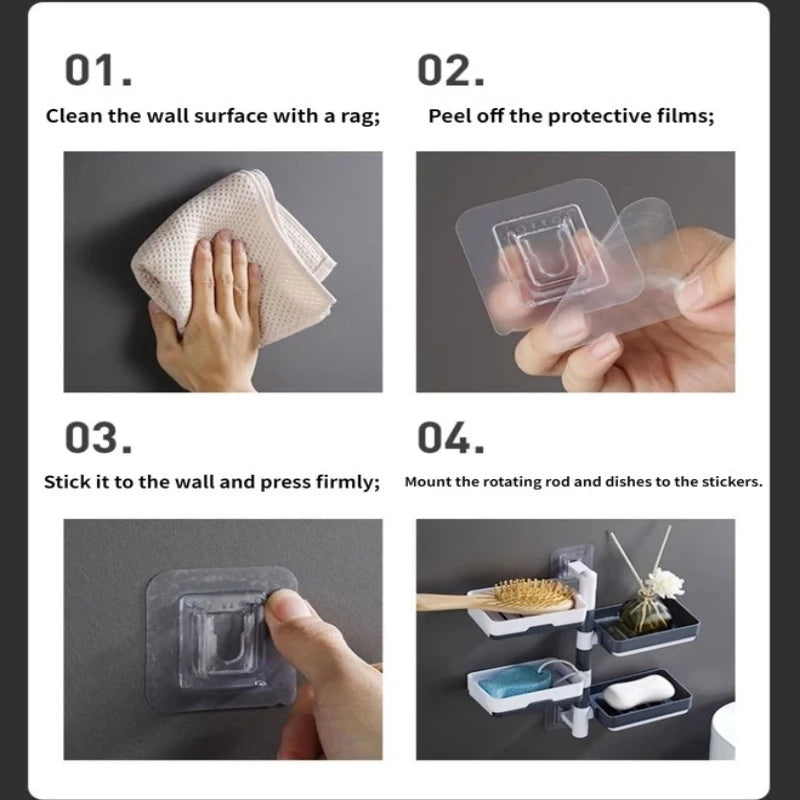 2/3/4 Rotating Drain Soap Box, Non Drilling Soap, Hanging Bathroom Soap Box Holder, For Bathroom