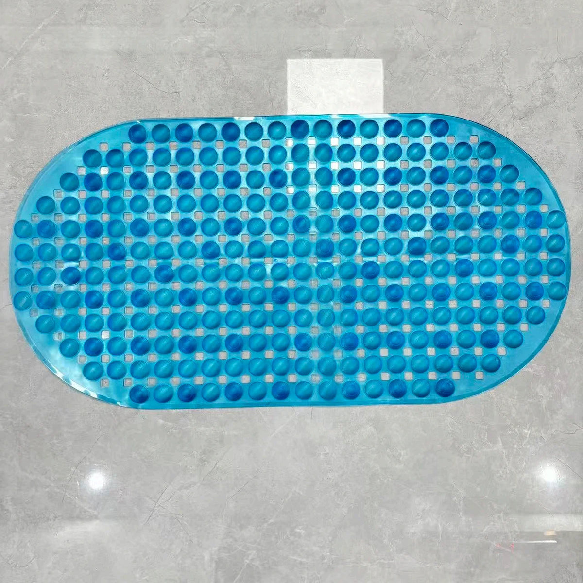 35x66cm Oval Bath Mat Non-Slip Diagonal Texture Shower Rug with Suction Cups Water Resistant Easy Clean Anti-Slip Bathroom Mat