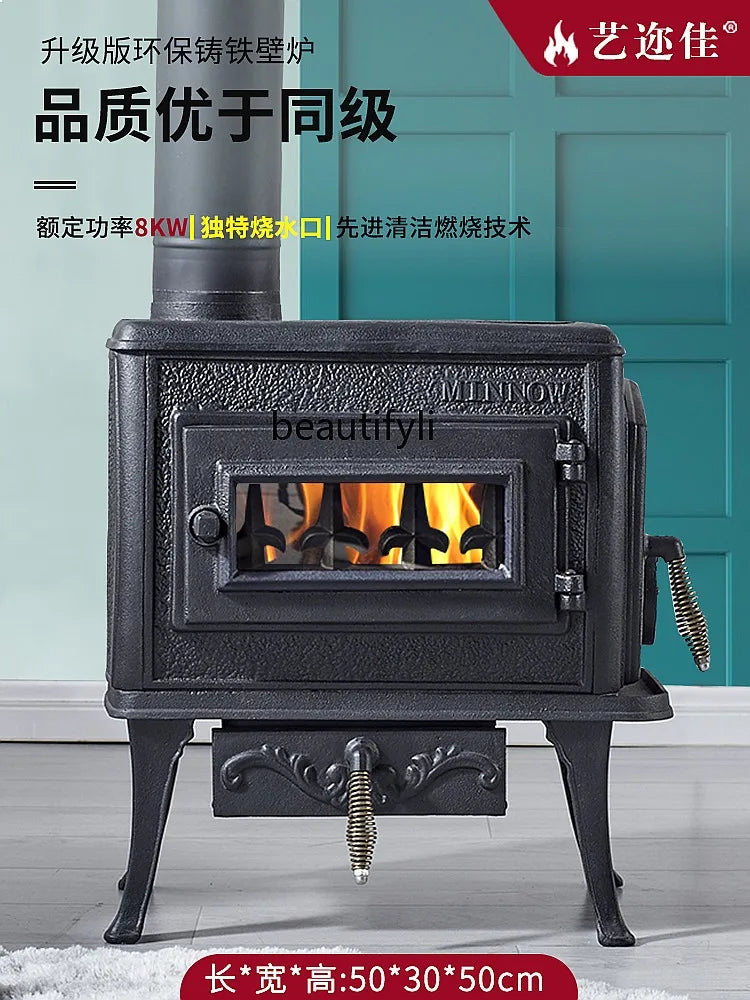 Cast Iron Wood Burning Stove 8kW Fireplace Heater for Home Heating