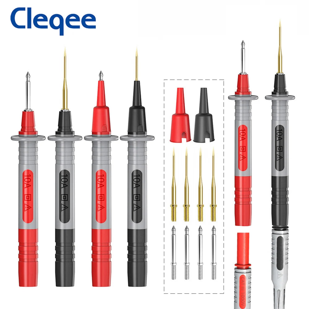 Cleqee Multimeter Test Lead Kit With Wire Piercing Probes 4mm Banana Plug Puncture Hook Probes Set For Electronics 1000V/20A