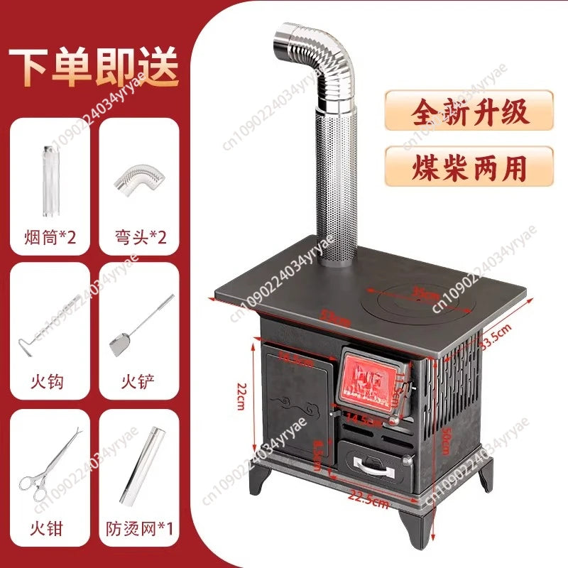 Rural firewood heating stove Firewood and coal dual-purpose smokeless Household winter indoor heating stove New type of oven