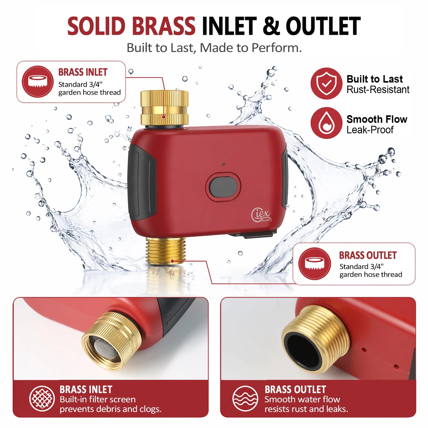 Smart WiFi Water Timer, Irrigation Controller, No Hub Required, Automatic Garden Drip Sprinkler Valve, Tuya App Control