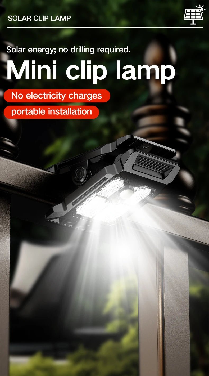 New upgraded intelligent sensing solar clip lamp outdoor courtyard lamp garden lighting solar wall lamp