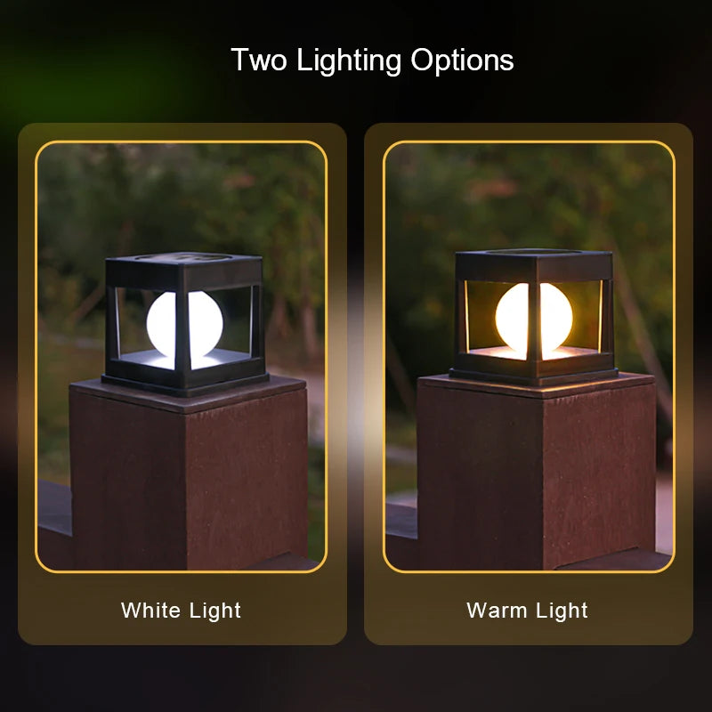 Solar Post Light Outdoor Post Caps Lights Solar Fence Post Lamp Pillar Lamps Waterproof for Wooden Posts Patio Camping Dec