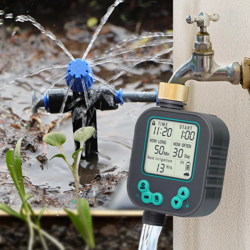 1/4" Garden Irrigation Timed System Rain Sensor LCD Timer 4/6mm Adjustable Sprinkler Drippers Outdoor Lawn Plant Pots Watering