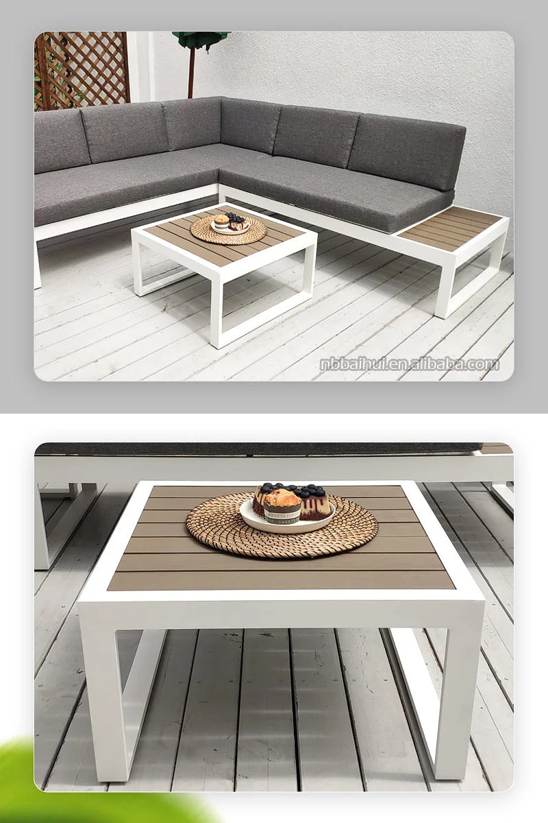 BHR Garden Furniture Set L Shape Leisure Garden Sofa Outdoor Aluminum Furniture Patio Sectional Sofa Garden Set Patio Furniture