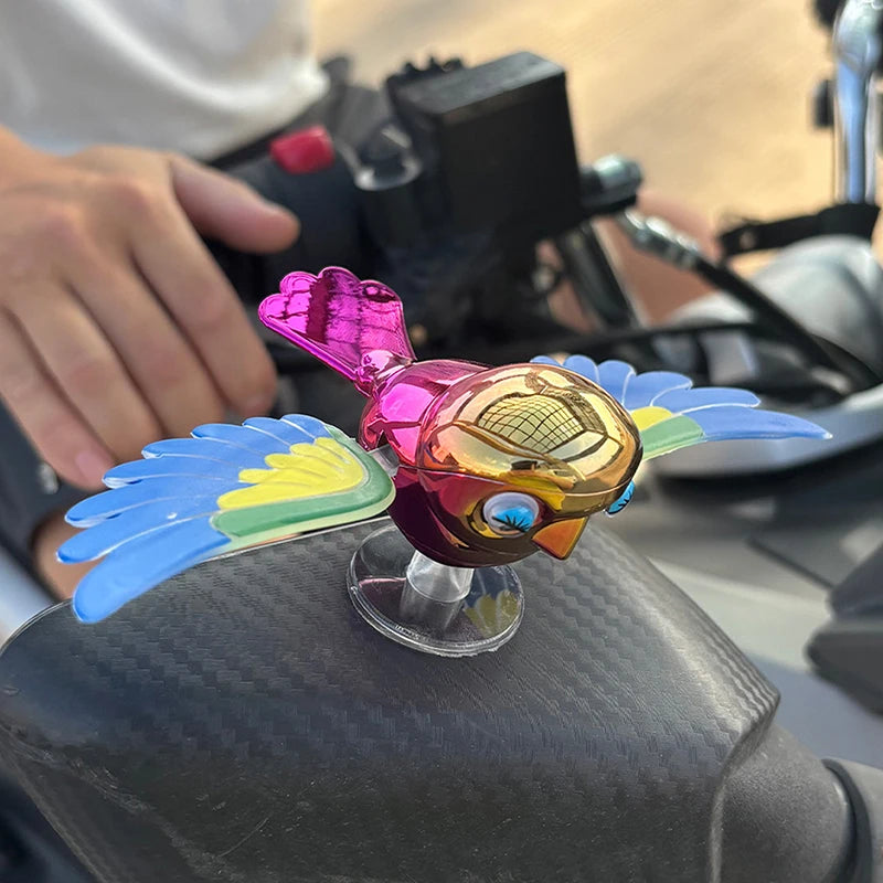 Vibrant Simulation Fly Bird Motorcycle Car Charm, Cute Winged Mate Waving in the Wind, Cool and Fun Car Companion