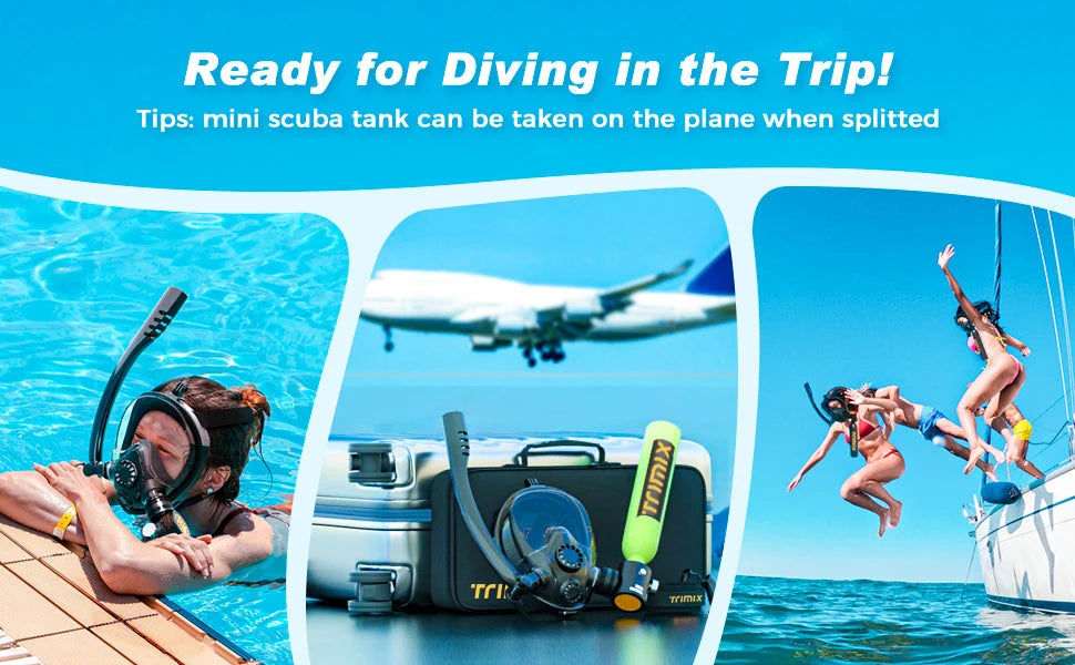 TRIMIX 0.5L Mini Scuba Lung Diving Tank With Snorkeling mask And 4-Level High-Pressure Hand Pump 10 Minutes Breathe