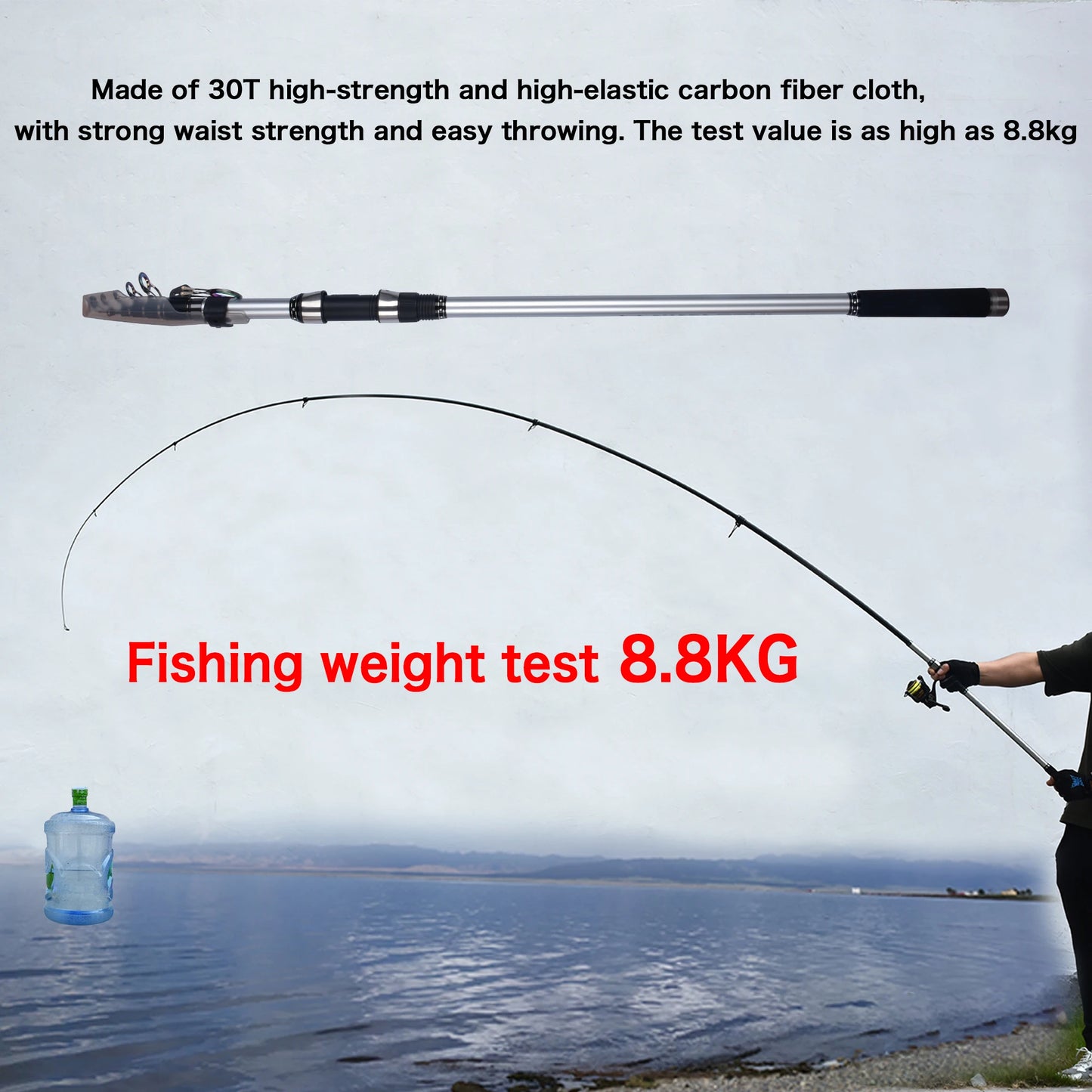 BIUTIFU Surf Rod 5.3/5.0/4.5/4.2/4.05/3.9m Telescopic Fishing Travel Spinning Power 60-200g Throw Surfcasting Shore Casting Pole