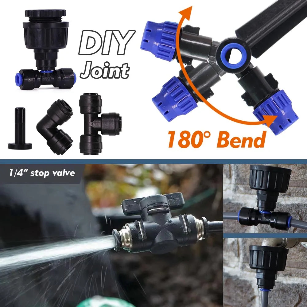 1/4" Garden Irrigation Timed System Rain Sensor LCD Timer 4/6mm Adjustable Sprinkler Drippers Outdoor Lawn Plant Pots Watering