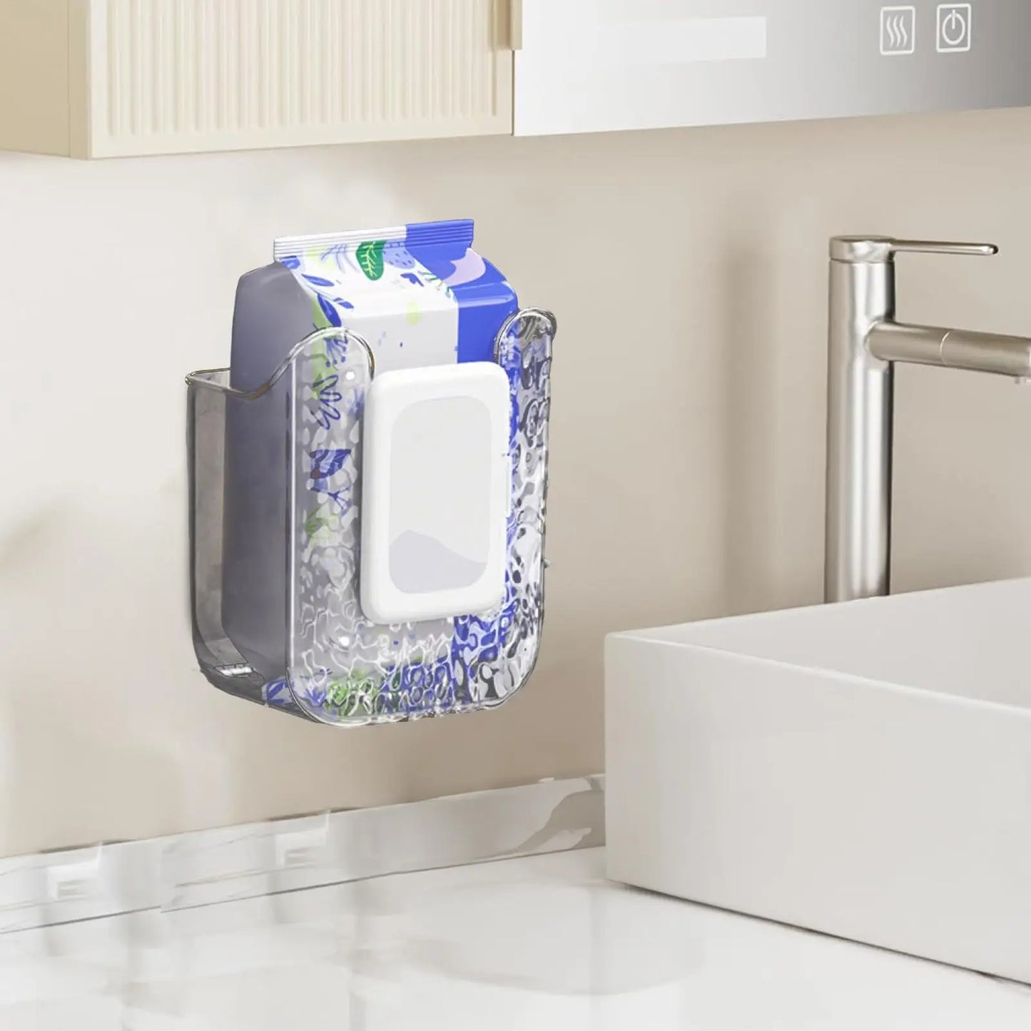 Self-Adhesive Refillable Tissue Dispenser Organizer Wipe Holder For Bathroom Container No Drilling Wall Storage Organizer Wet