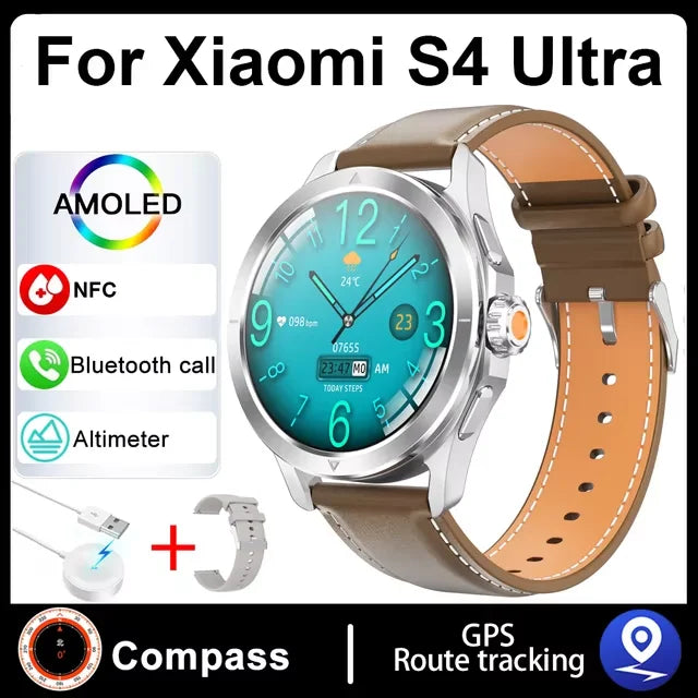 S4 Ultra For Xiaomi Smart Bracelet Men Watch AMOLED HD Screen Bluetooth Call GPS Trajectory NFC Heart Rate Compass SmartWatches WardBoyzPROShop
