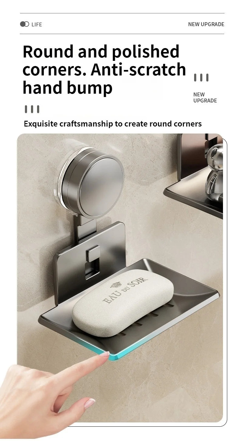 No Need To Drill Suction Cup Bathroom Drain Soap Storage Holder Soap Dish Storage Rack Bathroom Accessories
